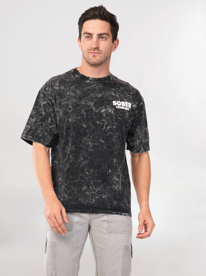 BLACK ACID WASH OVERSIZED T-SHIRT