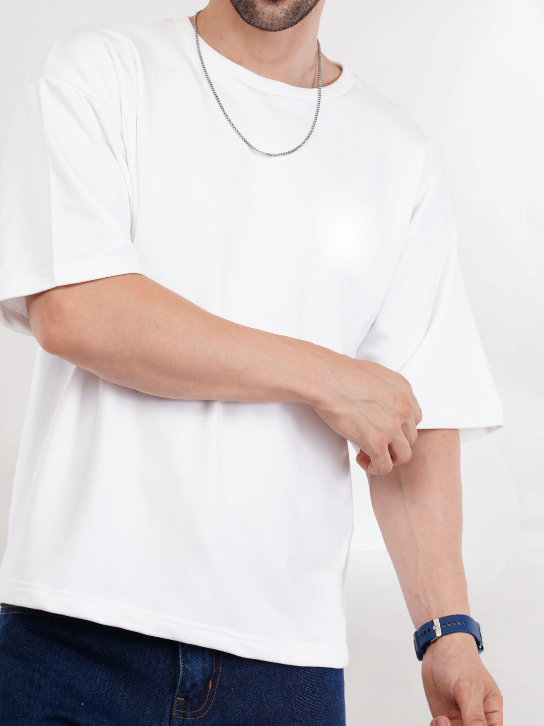 WHITE FRENCH TERRY OVERSIZED T-SHIRT