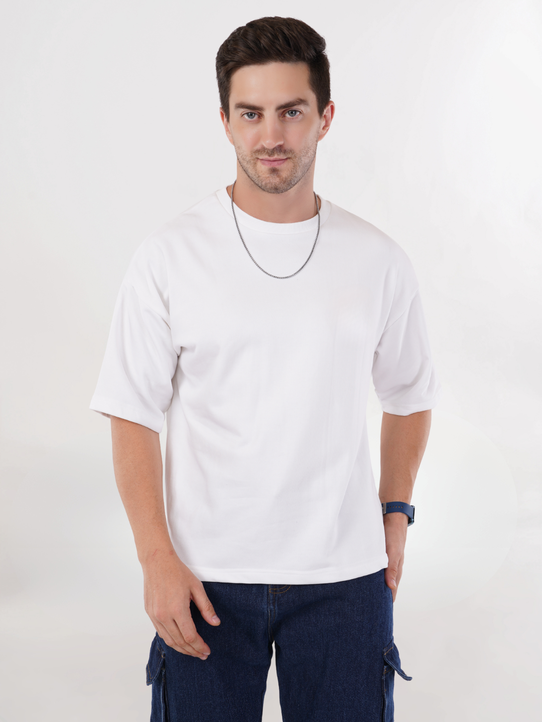 WHITE FRENCH TERRY OVERSIZED T-SHIRT