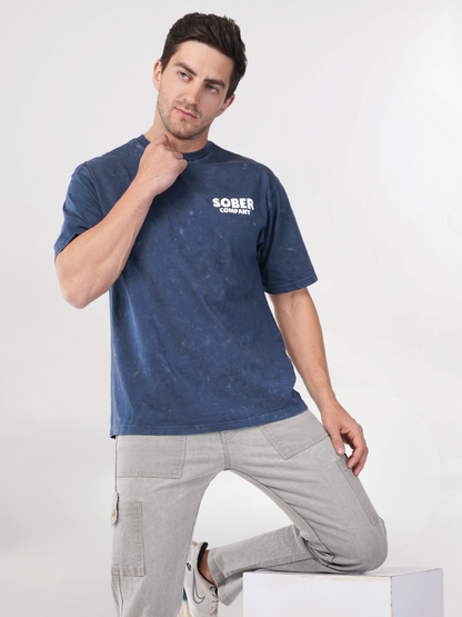 BLUE ACID WASH OVERSIZED T-SHIRT