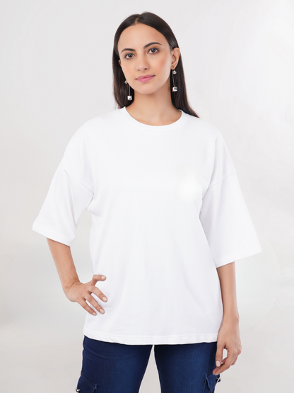 WHITE FRENCH TERRY OVERSIZED T-SHIRT