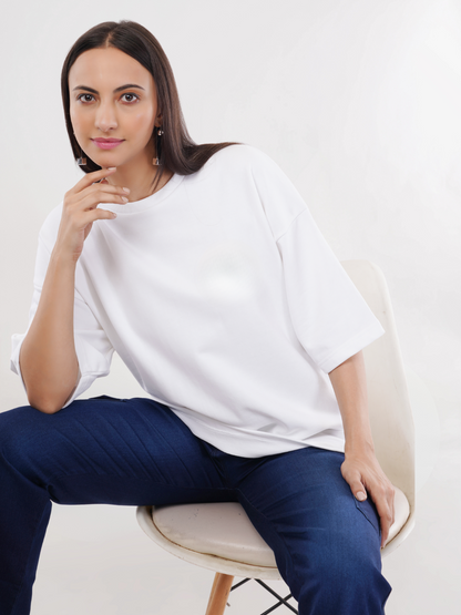 WHITE FRENCH TERRY OVERSIZED T-SHIRT