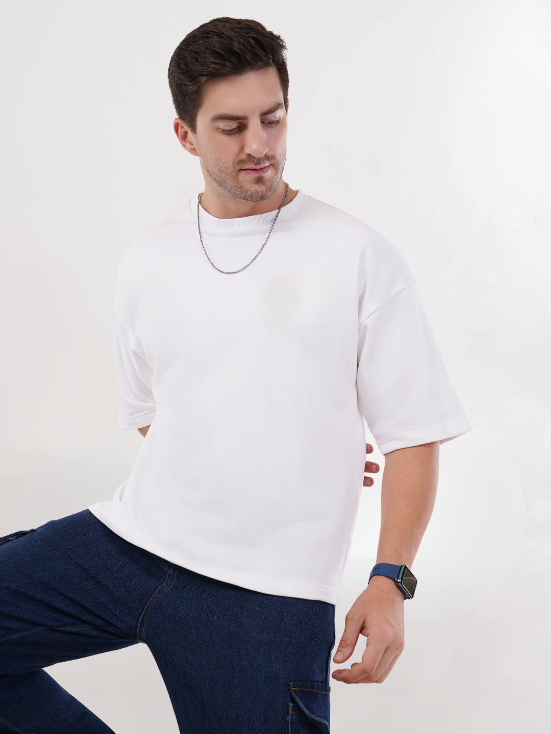 WHITE FRENCH TERRY OVERSIZED T-SHIRT