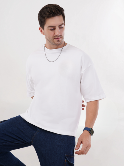 WHITE FRENCH TERRY OVERSIZED T-SHIRT
