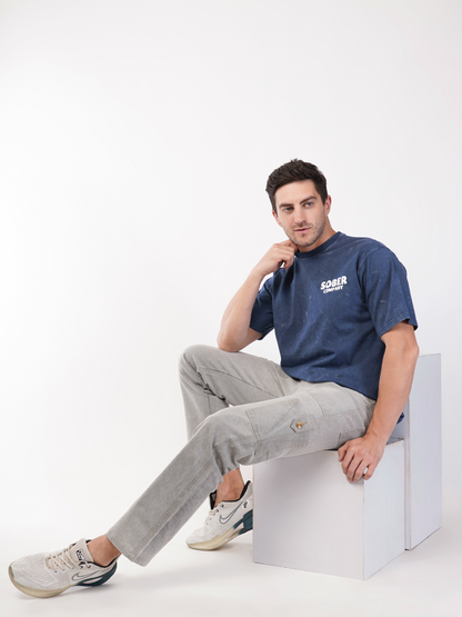 BLUE ACID WASH OVERSIZED T-SHIRT
