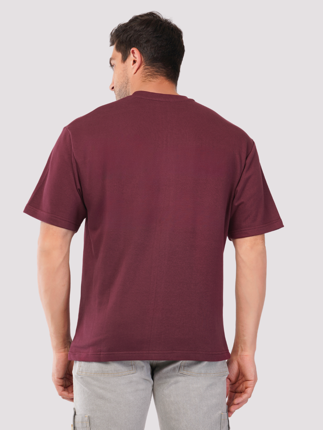 MAROON FRENCH TERRY OVERSIZED T-SHIRT